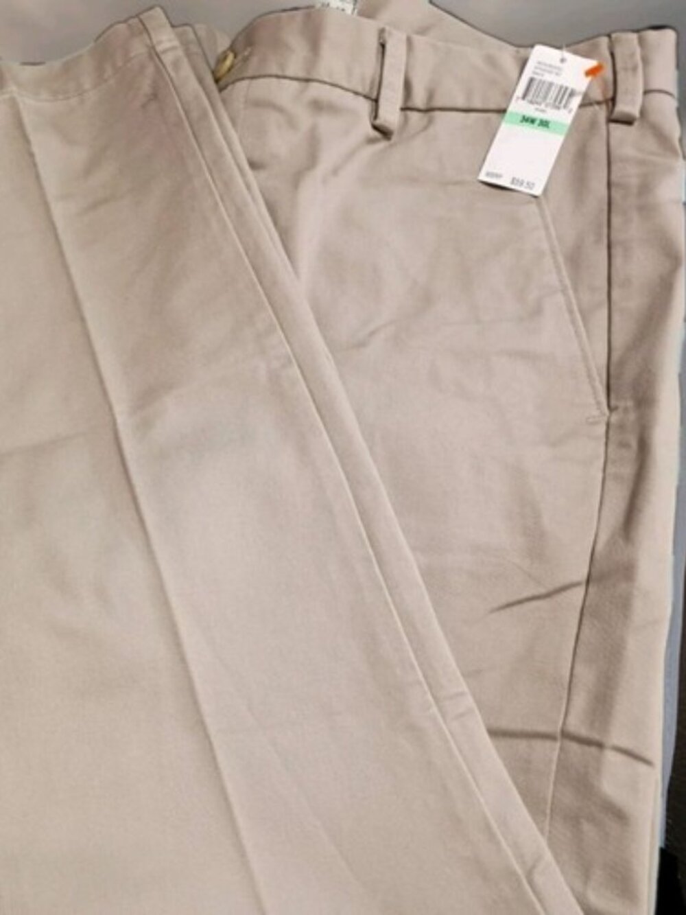 Men's Izod American Chino Non-Iron Slim Fit Work Pants Khaki 34/30 NWT